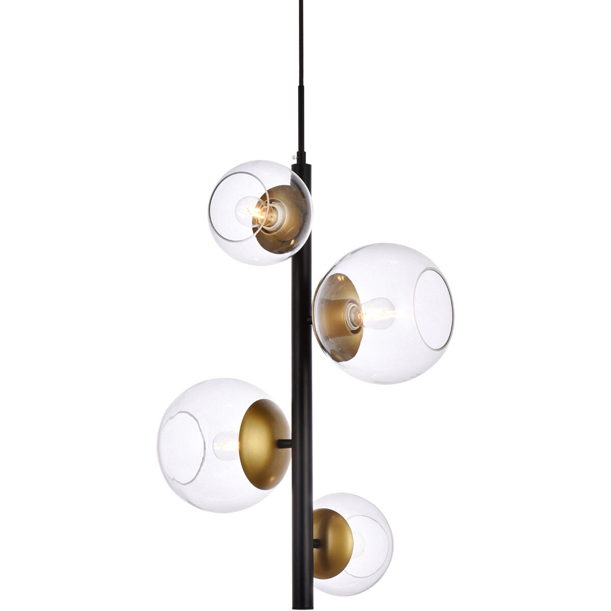 Wells 4 Light 18 inch Black and Brass Pendant Ceiling Light
