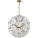 Esme 9 Light 22.5 inch Aged Brass Chandelier Ceiling Light in Floral Glass Petals White