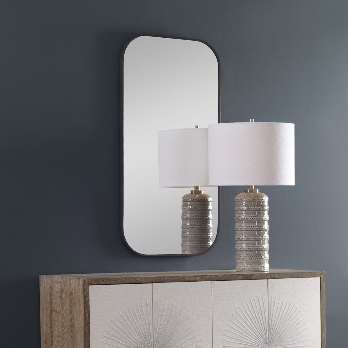 Taft 41 X 21 inch Matte Black Wall Mirror