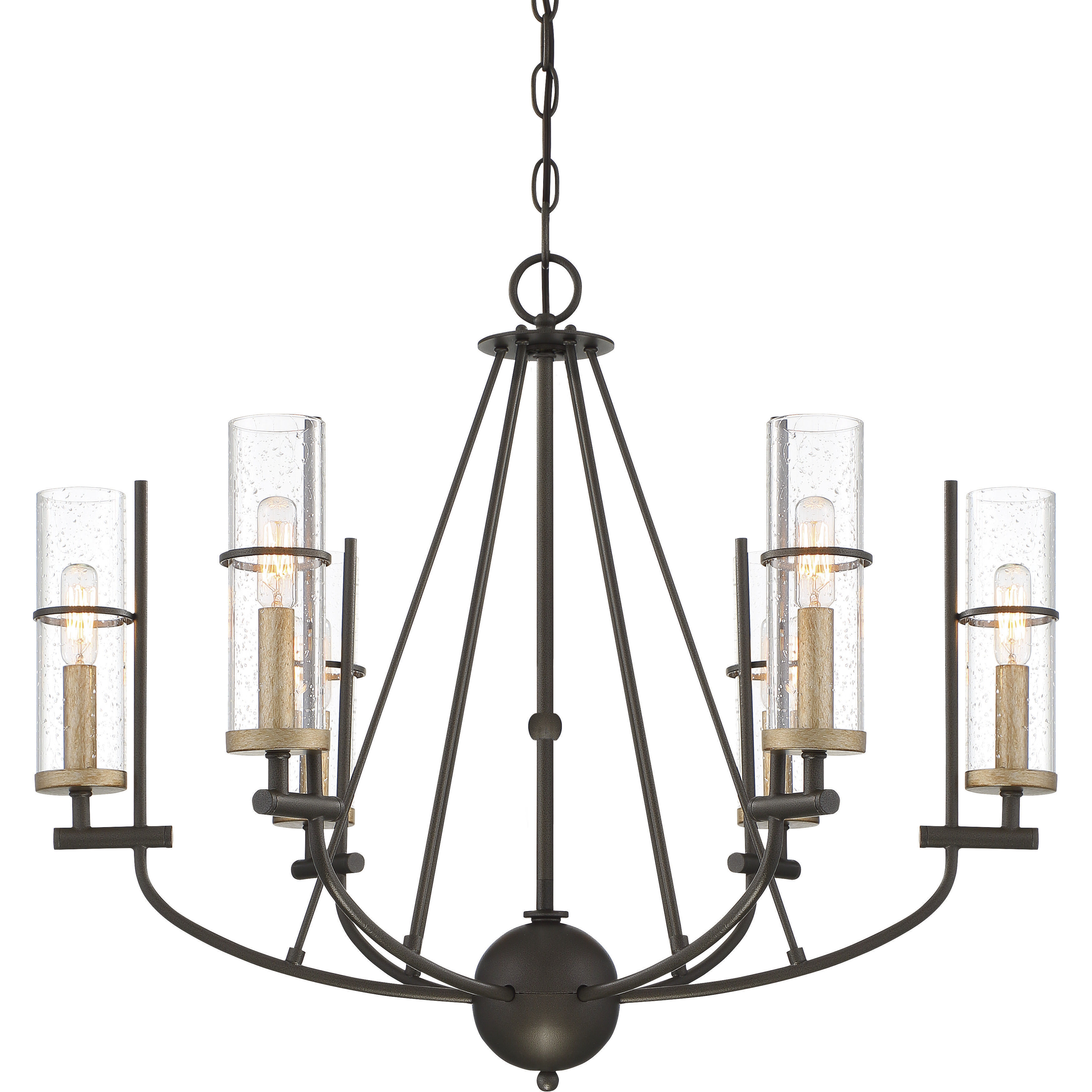 Sussex Court 6 Light 27.75 inch Smoked Iron/Aged Gold Chandelier Ceiling Light