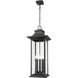 Tiberius 6 Light 12 inch Black Outdoor Chain Mount Ceiling Fixture in Clear Seedy Glass