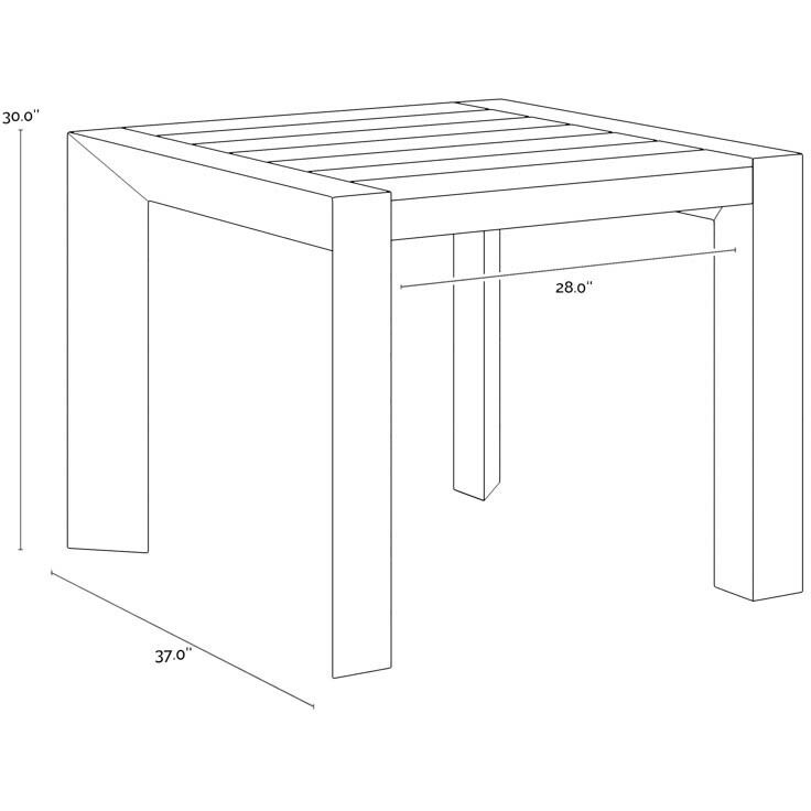 Merano 37 X 30 inch Black Outdoor Dining Table