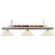 Shark 3 Light 60 inch Brushed Nickel Billiard Ceiling Light in Golden Mottle Glass