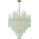 Ollie 21 Light 33.25 inch Aged Brass Chandelier Ceiling Light in Sand Glass Green