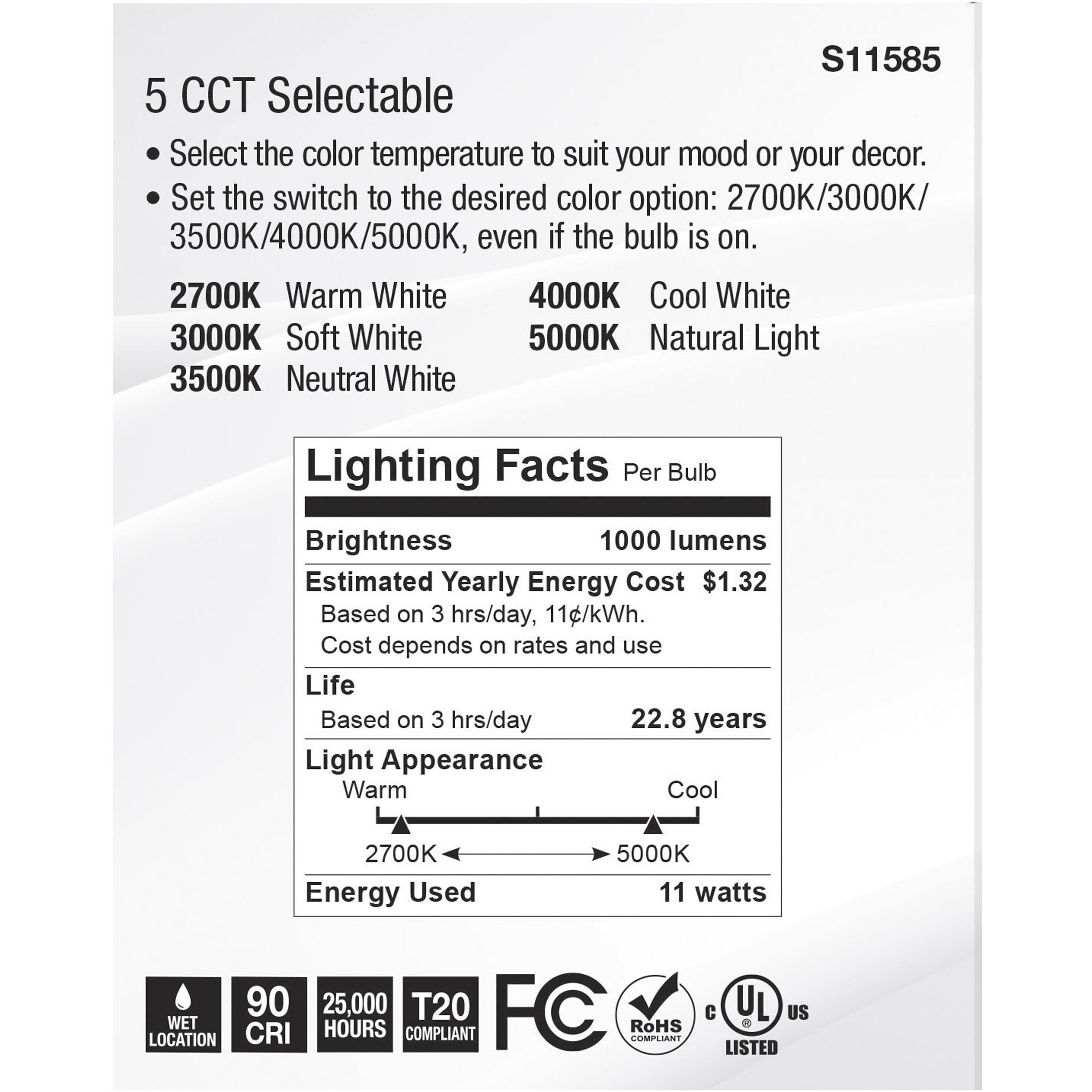 Lumos LED Medium PAR30LN 11 watt 2700K/3000K/3500K/4000K/5000K Light Bulb