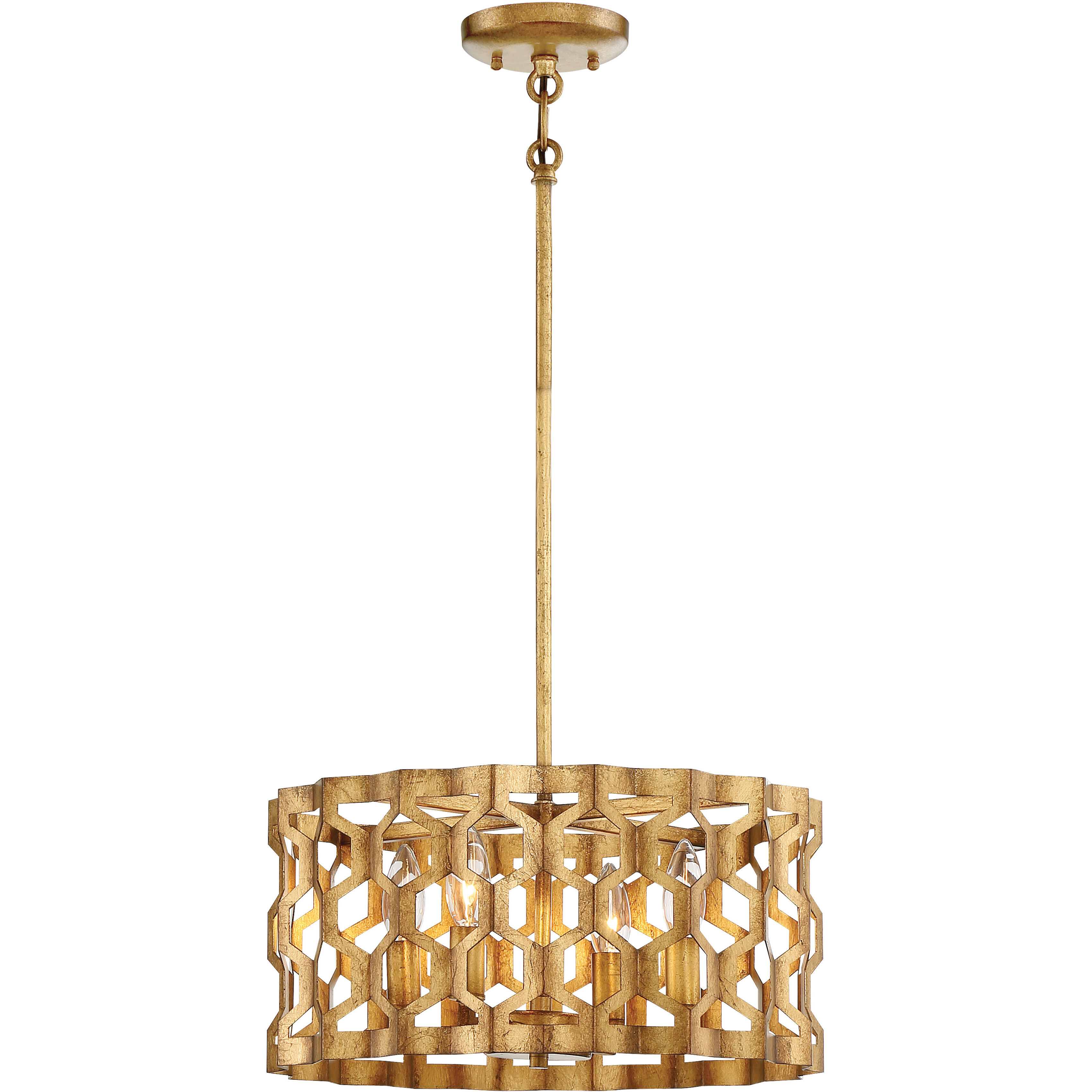 Coronade 4 Light 16 inch Pandora Gold Leaf Semi Flush Ceiling Light, Convertible To Pendant
