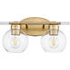Volan 2 Light 15.5 inch Aged Brass Vanity Light Wall Light