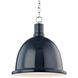 Blair 1 Light 16 inch Polished Nickel Pendant Ceiling Light in Navy Metal
