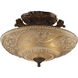 Restoration 3 Light 16 inch Antique Golden Bronze Semi Flush Mount Ceiling Light