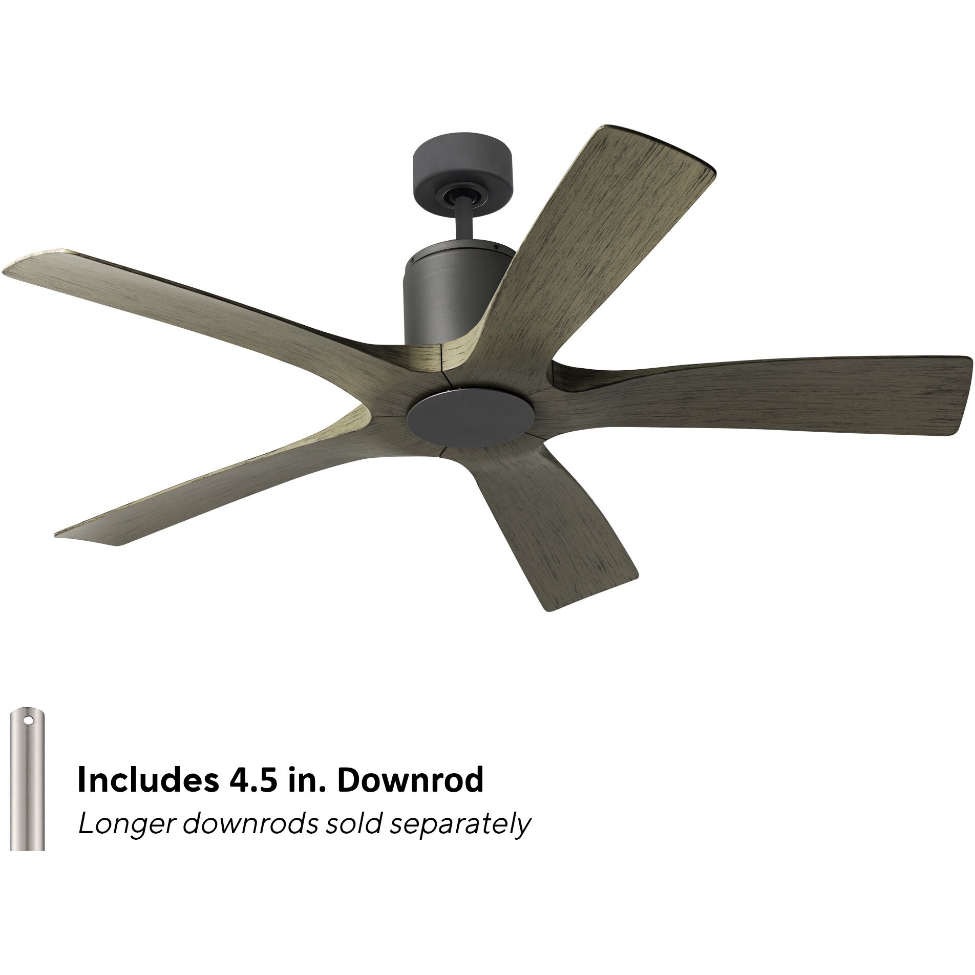 Aviator 54 inch Graphite and Weathered Gray with Weathered Gray Blades Downrod Ceiling Fan in Graphite Weathered Gray, Smart Ceiling Fan