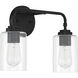 Stowe 2 Light 15 inch Flat Black Vanity Light Wall Light