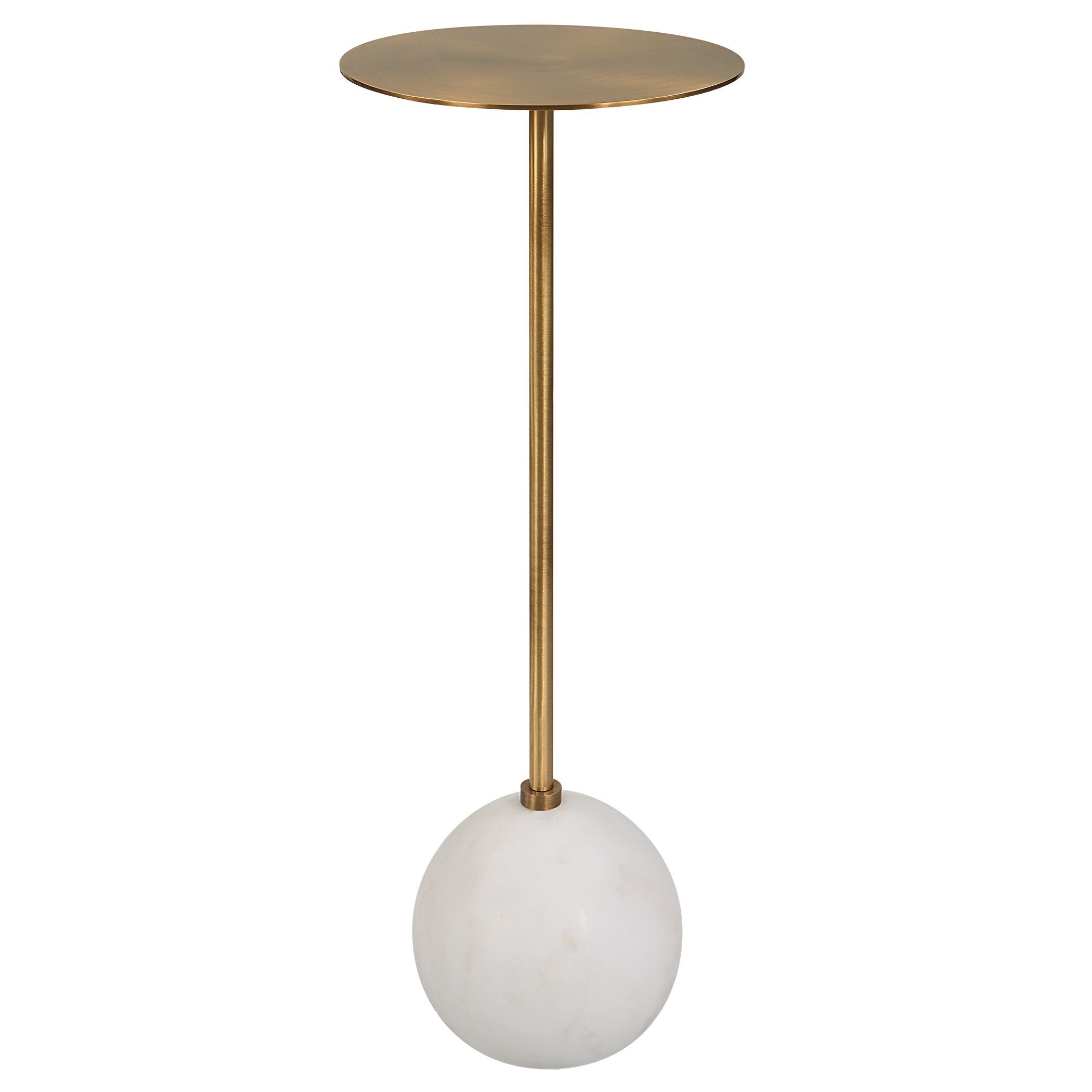 Gimlet 22 X 9 inch White Marble and Solid Brass Drink Table