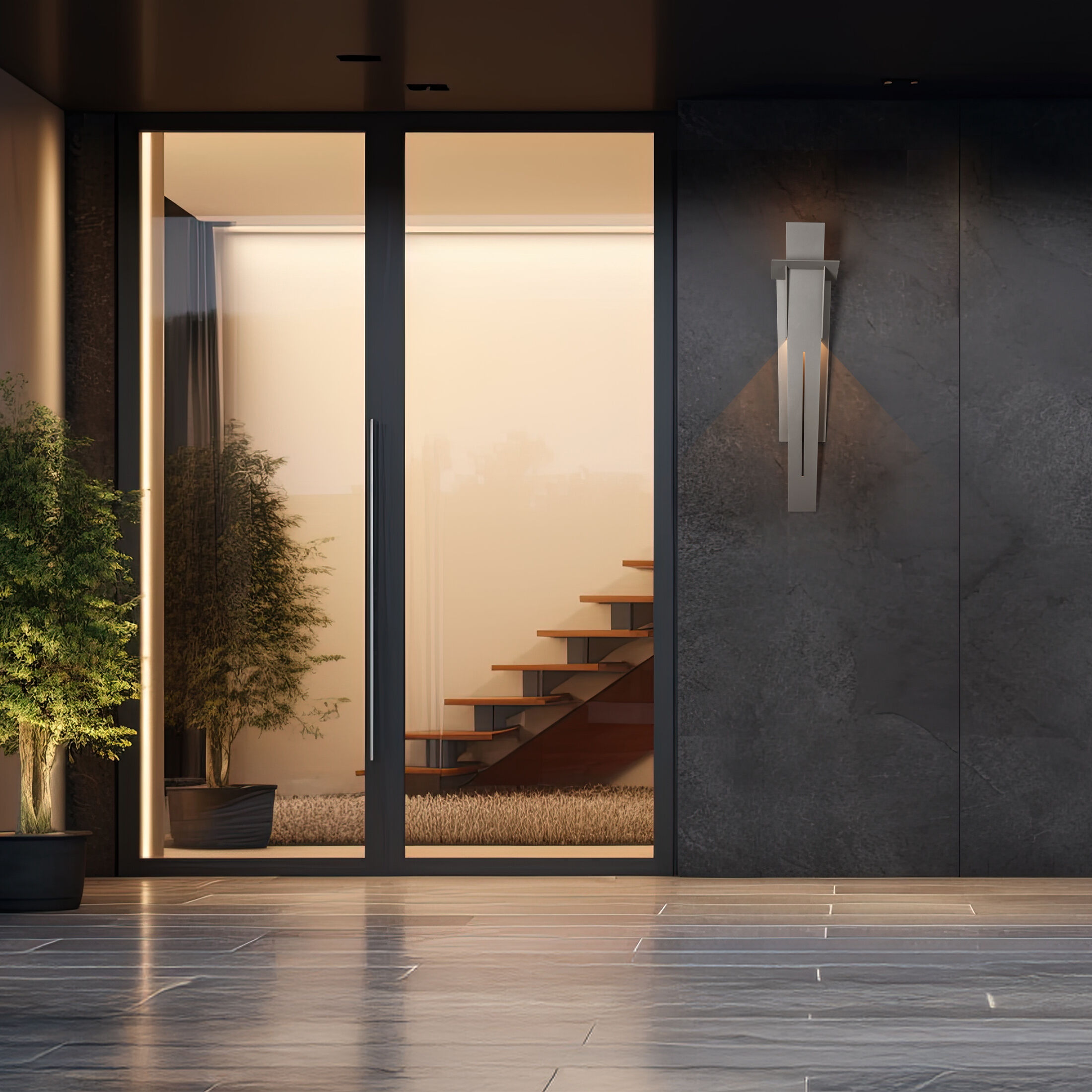 Linea 2 Light 31.3 inch Coastal Burnished Steel Outdoor Wall Sconce