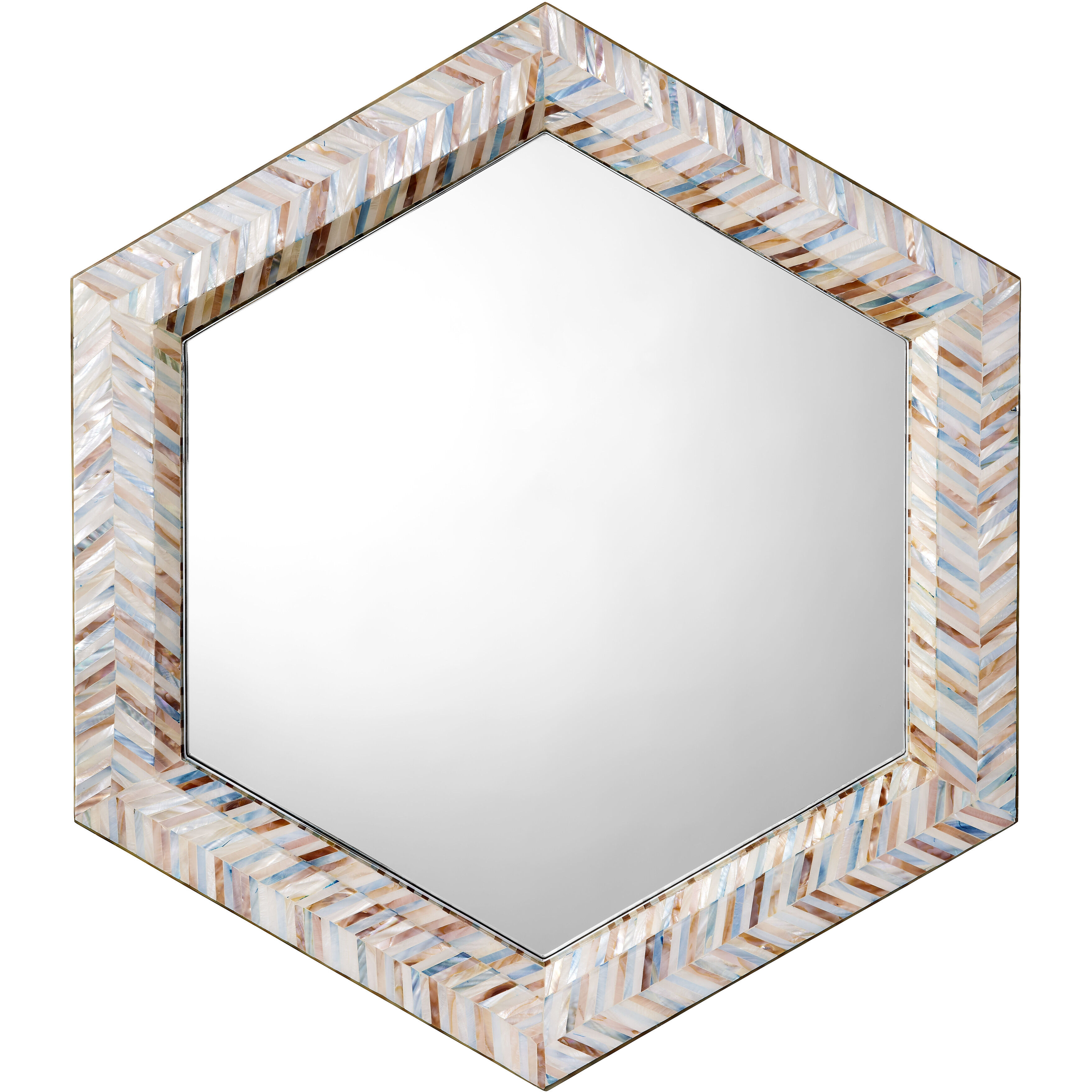 Academy 34.5 X 30 inch Mixed Blue and White and Red Mother of Pearl Wall Mirror