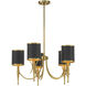 Quincy 5 Light 27 inch Black with Warm Brass Accents Chandelier Ceiling Light