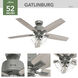 Gatlinburg 52 inch Matte Silver with Light Gray Oak Blades Ceiling Fan