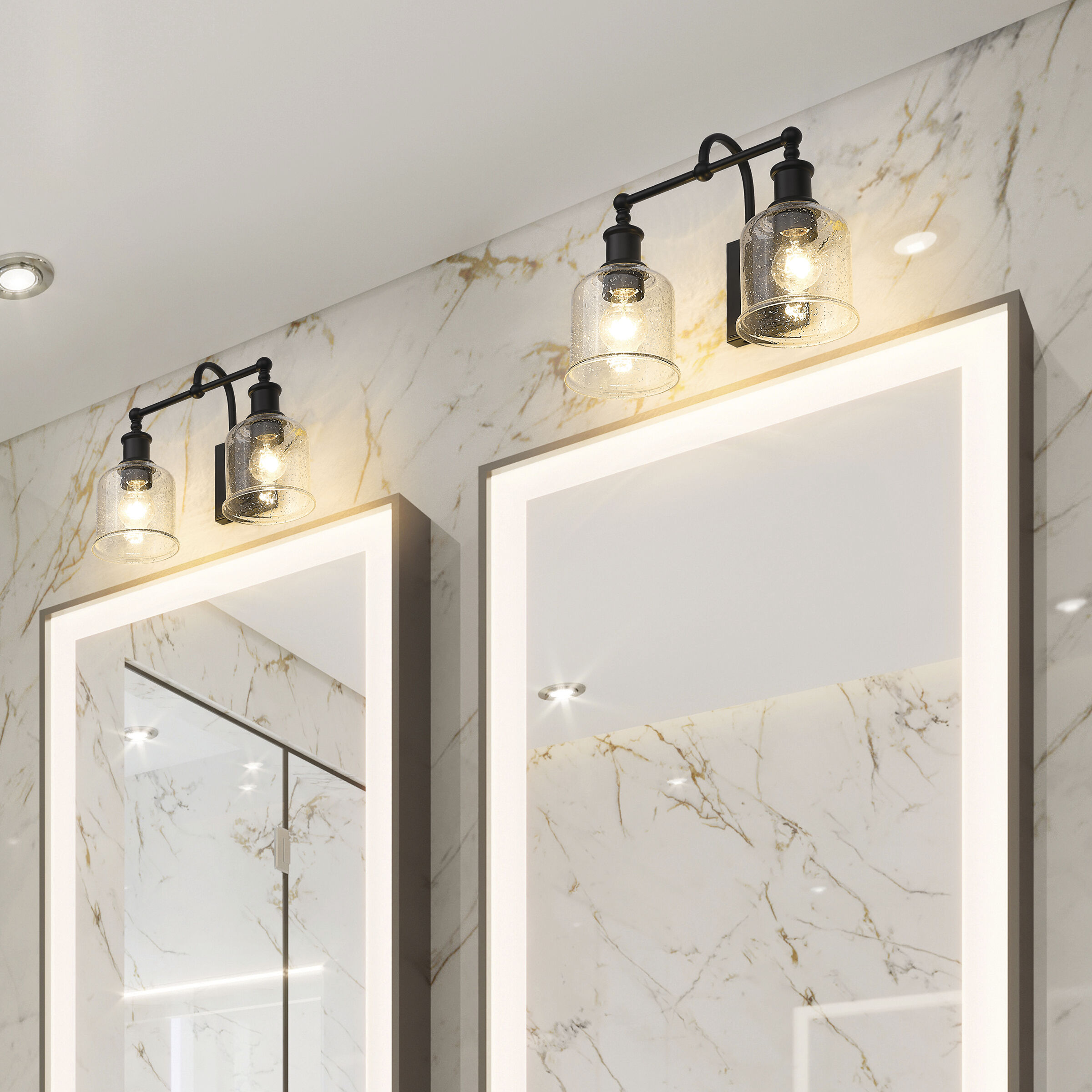 Bryant 2 Light 16 inch Matte Black Vanity Wall Light