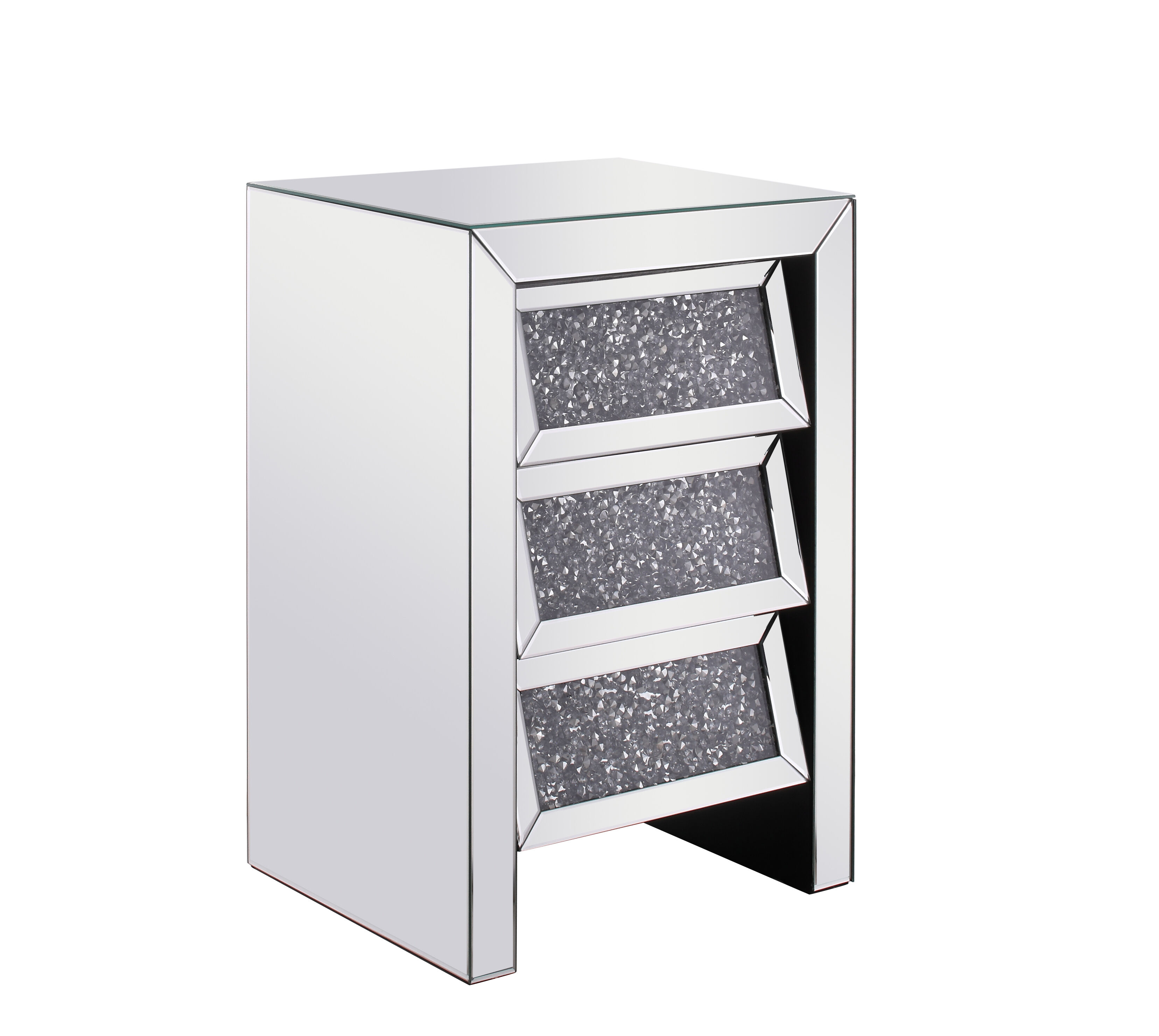 Modern 25.5 X 17.5 inch Clear Mirror Bedside Table