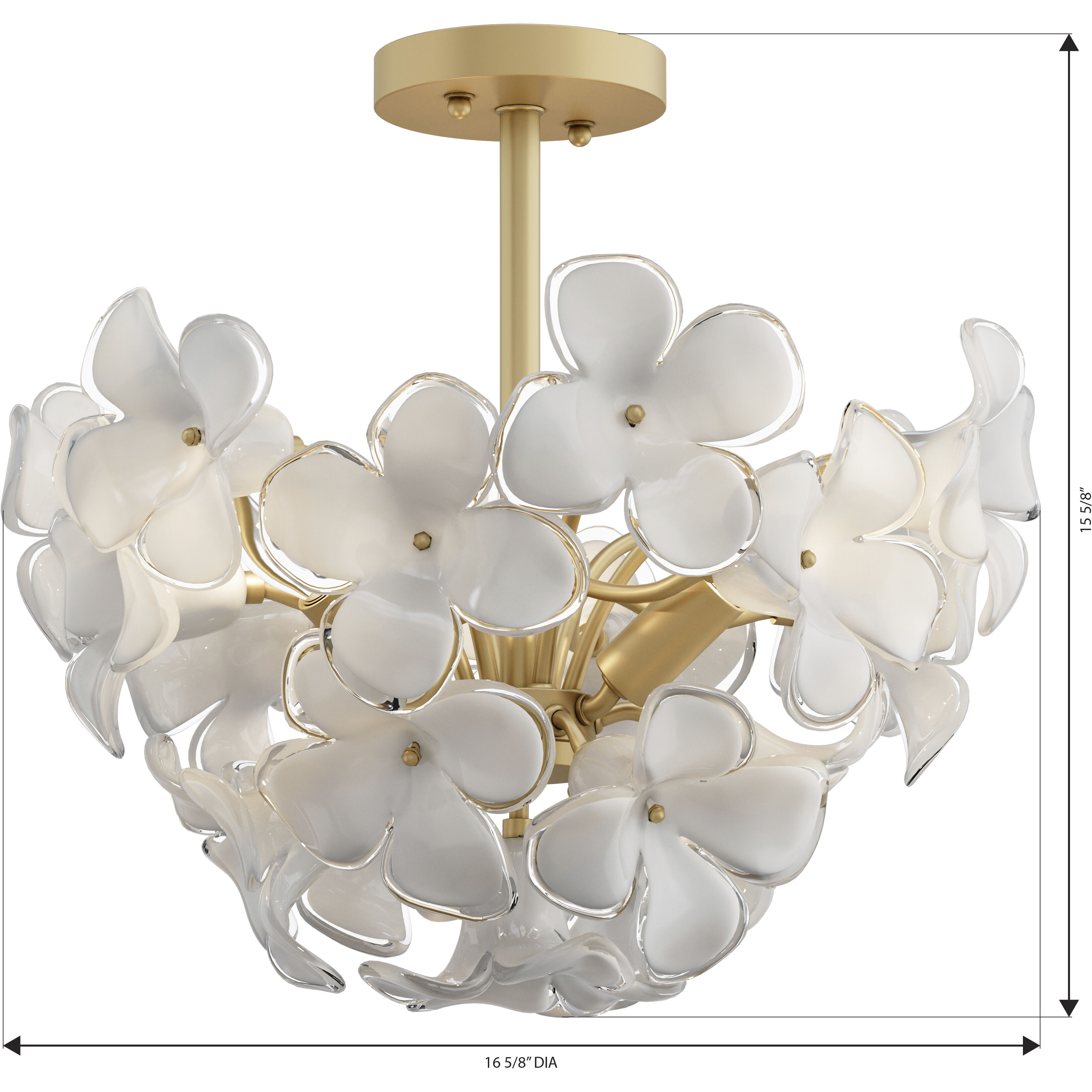 Bloome 3 Light 16.75 inch Legacy Brass Semi-Flush Mount Ceiling Light