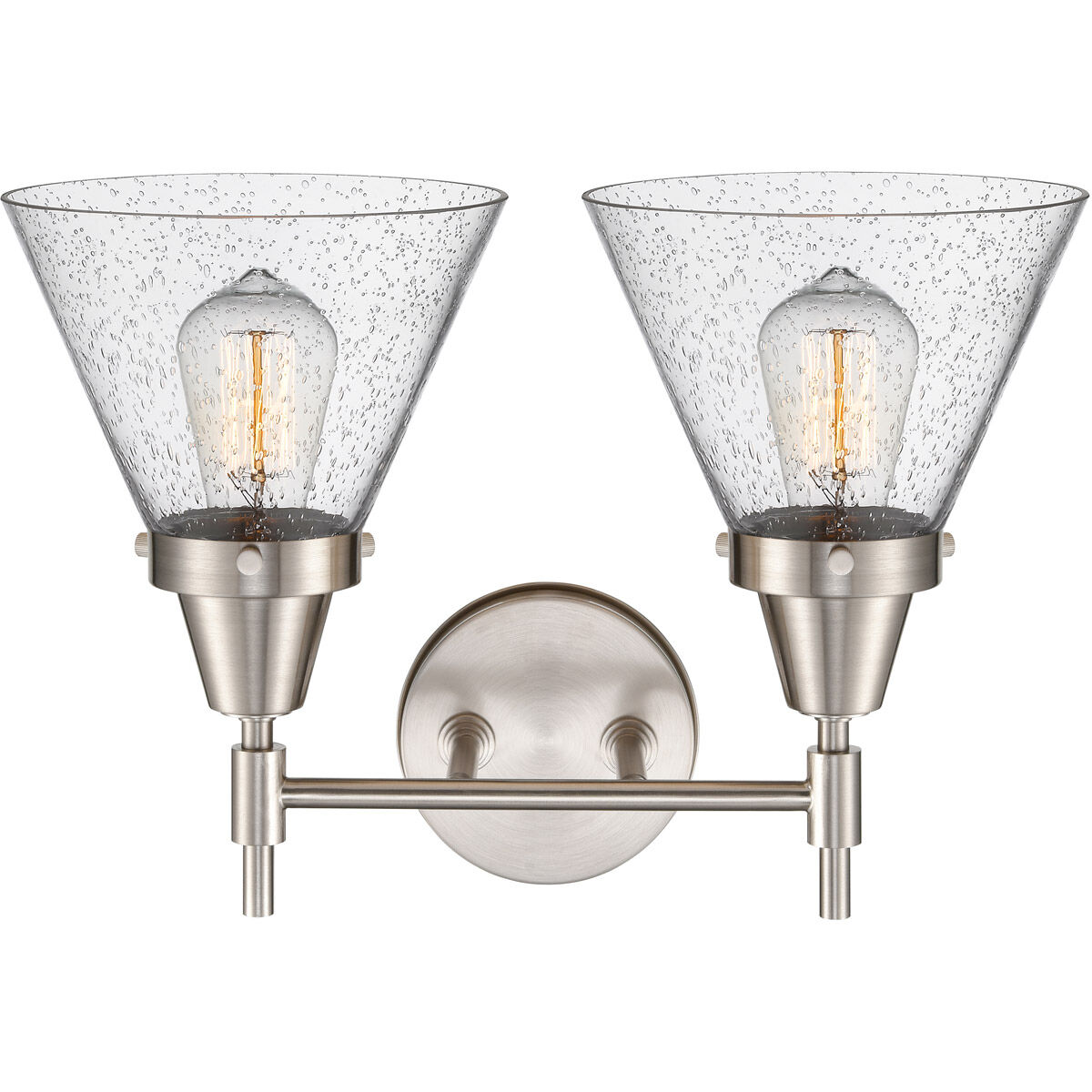 Caden LED 16.75 inch Satin Nickel Bath Vanity Light Wall Light in Seedy Glass