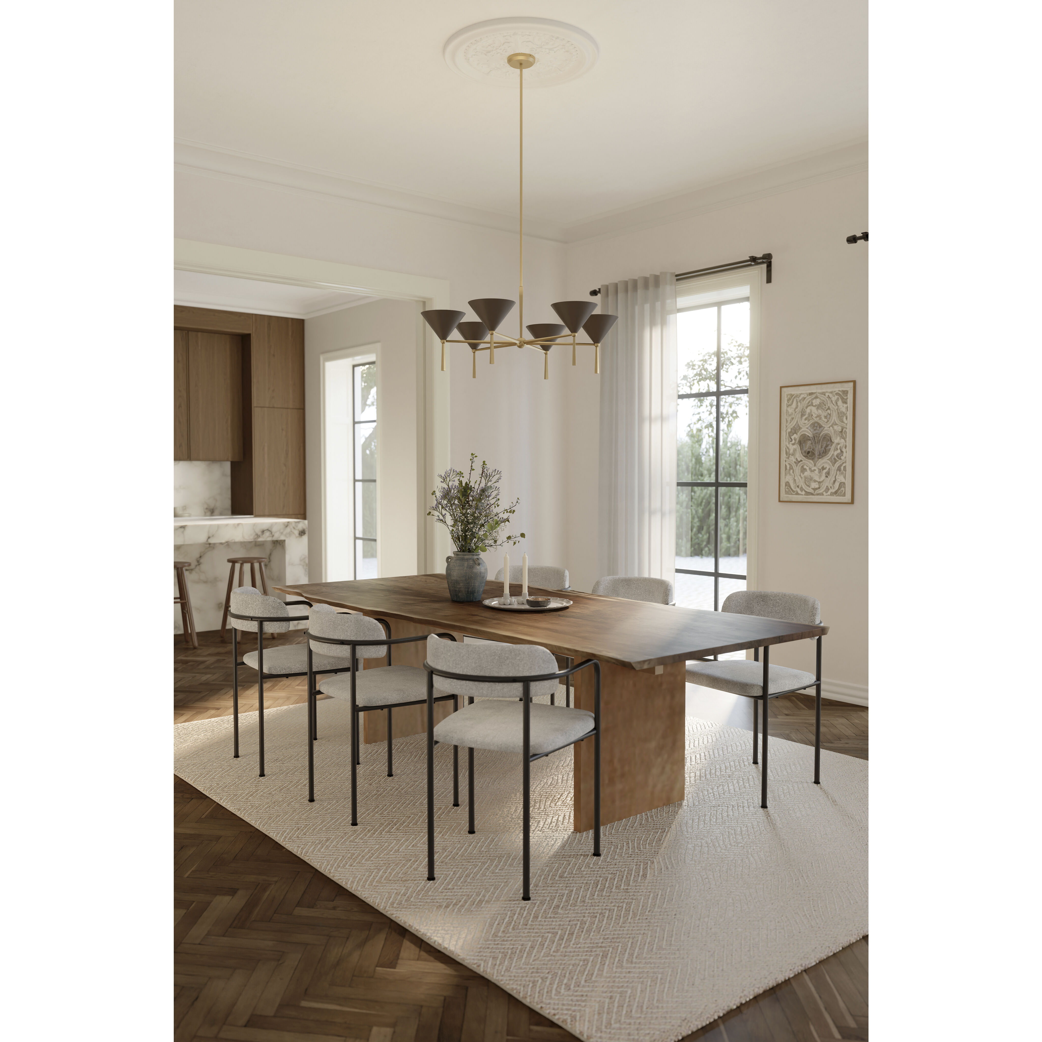 Cortan 6 Light 36 inch Legacy Brass and Dark Bronze Chandelier Ceiling Light