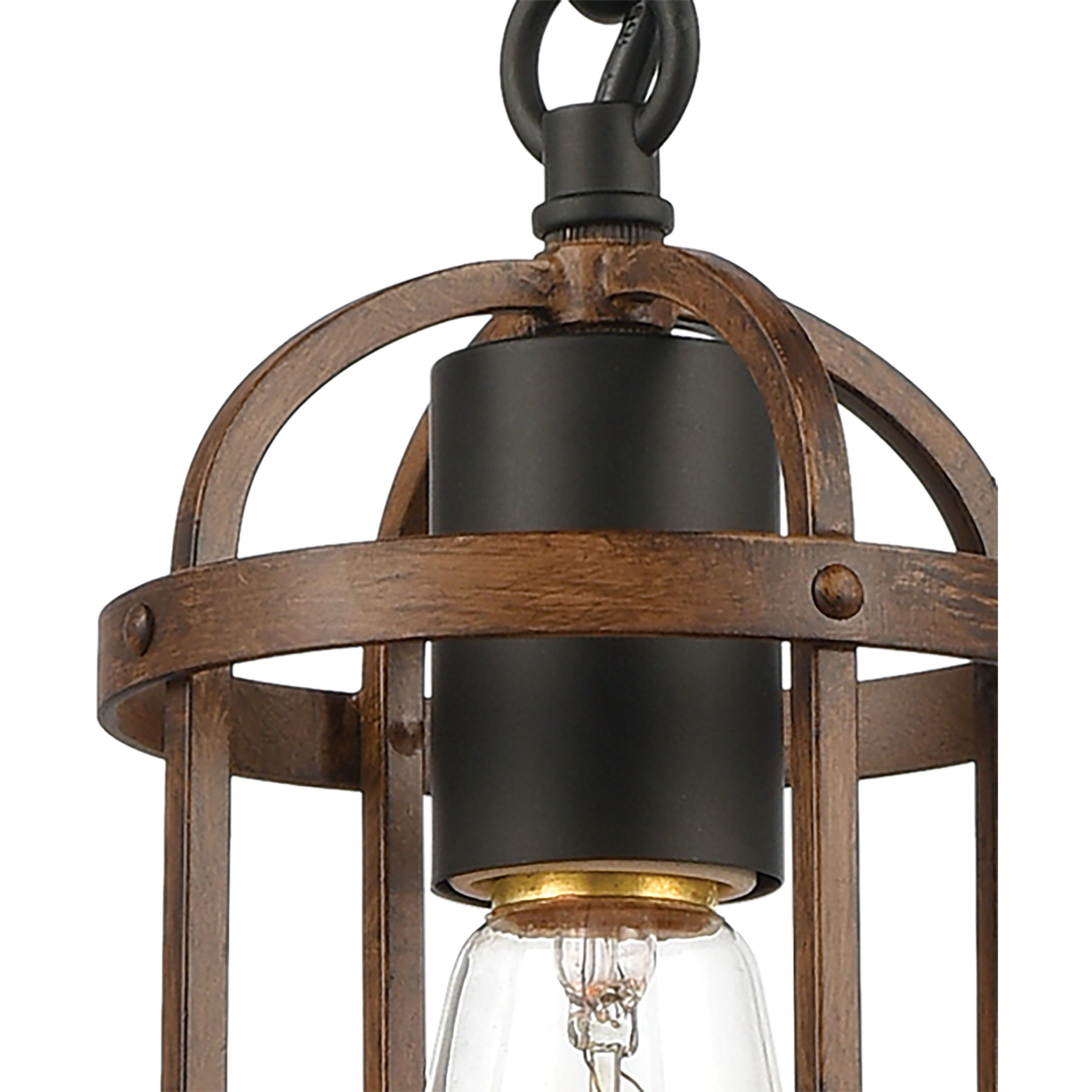 Millville 1 Light 5 inch Matte Black with Dark Oak Mini Pendant Ceiling Light