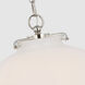 Thomas O'Brien Katie LED 16 inch Polished Nickel Globe Pendant Ceiling Light in White Glass, Large