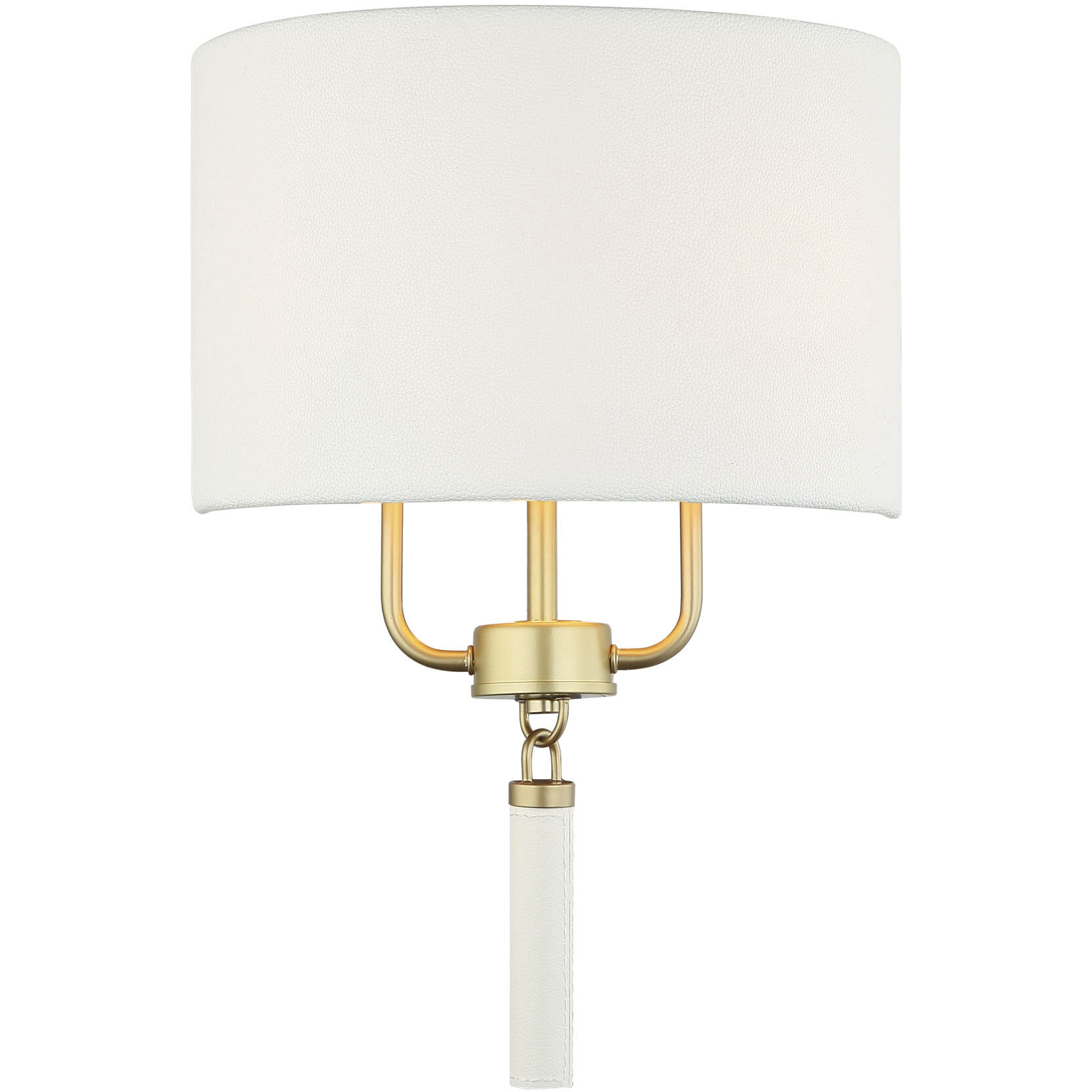 Secret Agent 2 Light 12 inch Gold and White Leather Wall Sconce Wall Light in Painted Gold and White Leather