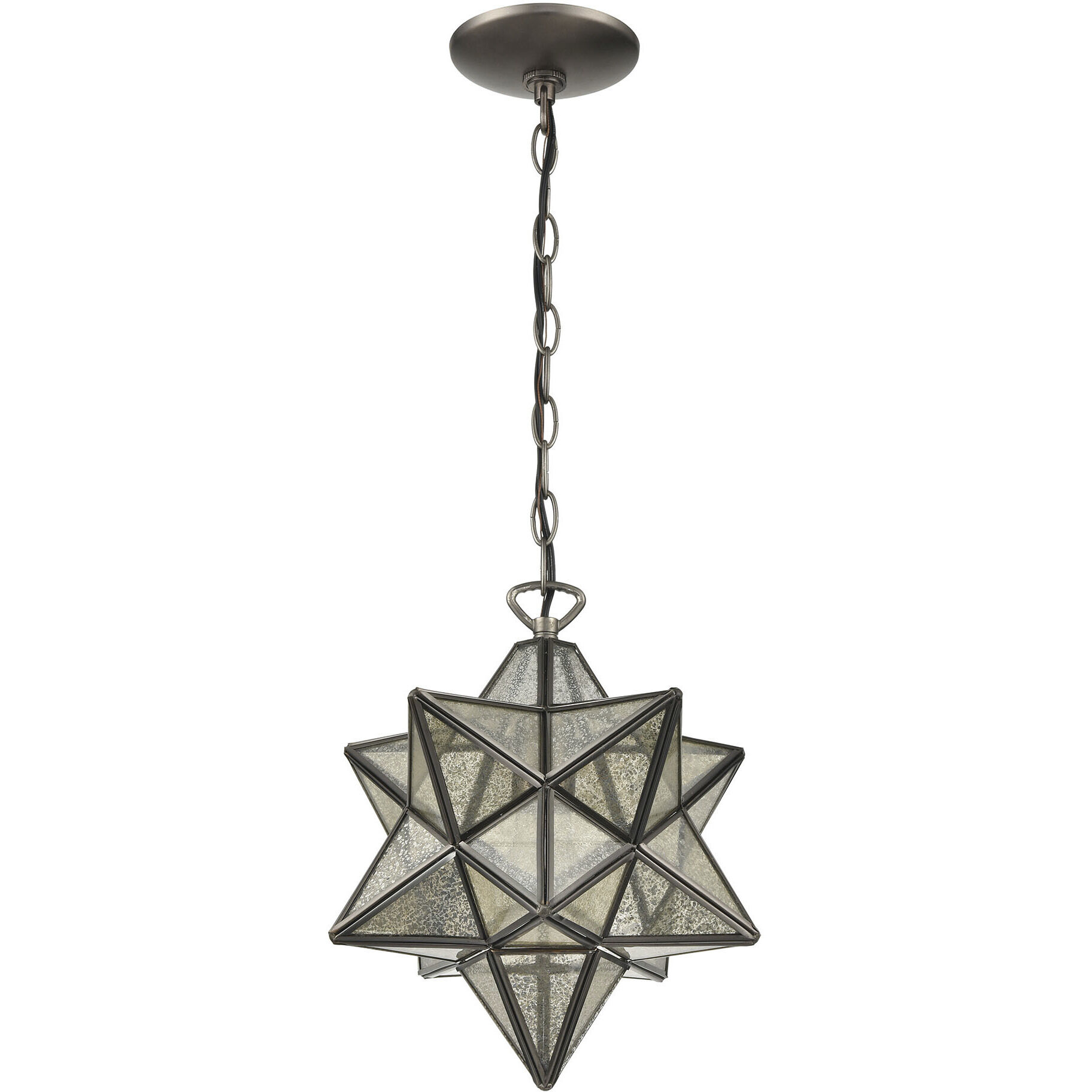 Moravian Star 1 Light 9 inch Oil Rubbed Bronze with Mercury Mini Pendant Ceiling Light