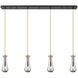 Owego 4 Light 47.5 inch Champagne Bronze Linear Pendant Ceiling Light in Light Smoke Glass