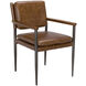 Wooster Steel Grey Powder Coat and Dark Walnut and Cuba Brown Dining Chair with Arms