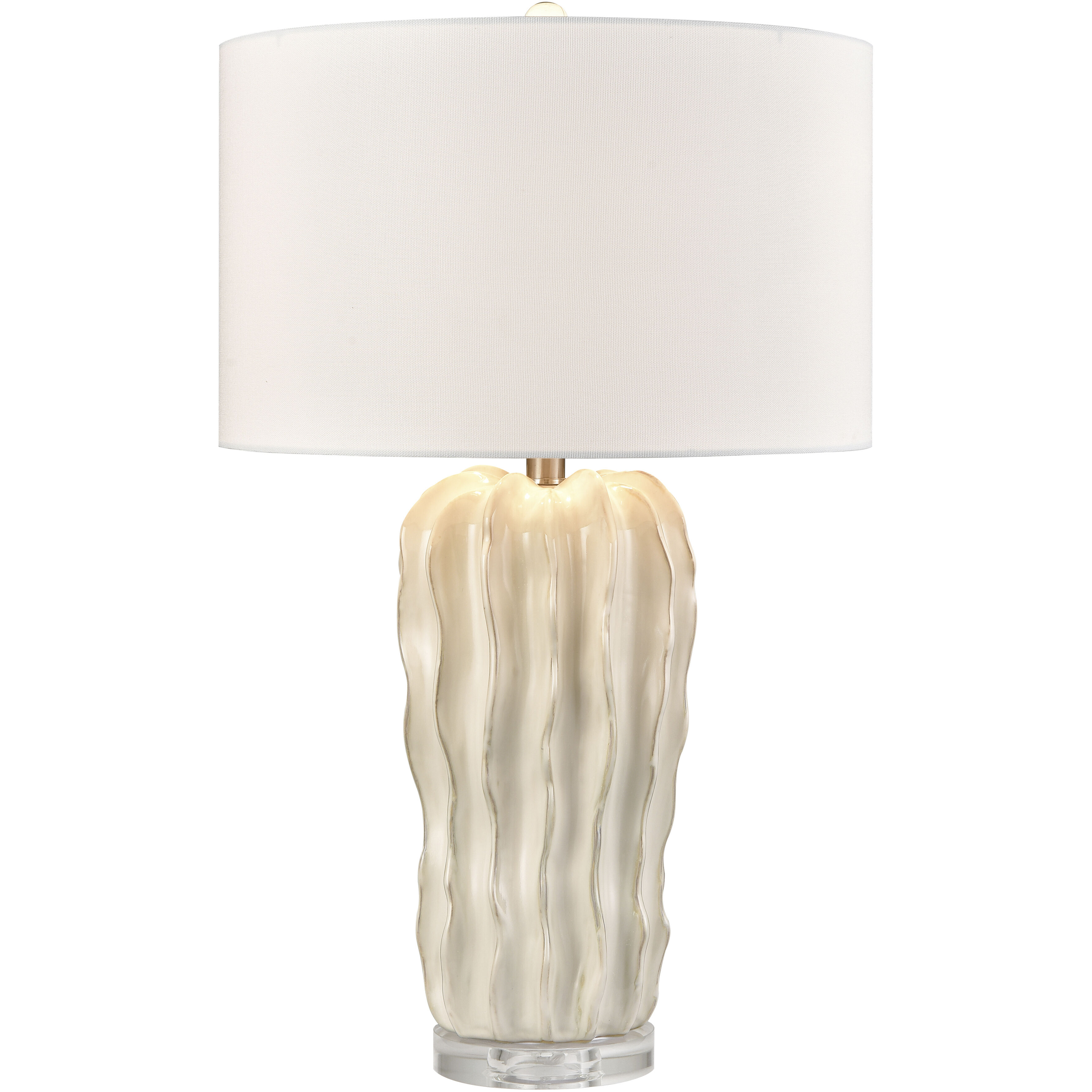 Genesee 27.5 inch 150 watt White Glazed with Clear Table Lamp Portable Light