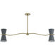 Gable 4 Light 54 inch Antique Natural Brass Linear Chandelier Ceiling Light in Storm Blue