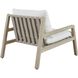 Strapped Ivory Rattan and Cerused Wheat Mahogany Wood Outdoor Lounge Chair