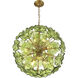 Esme 9 Light 22.5 inch Aged Brass Chandelier Ceiling Light in Floral Glass Petals Green