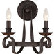 Noble 2 Light 12 inch Rustic Black Wall Sconce Wall Light