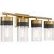 Brickell 4 Light 30 inch Warm Brass Bathroom Vanity Light Wall Light