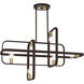 Bergamo 6 Light 42 inch Bronze with Antique Brass Accents Linear Chandelier Ceiling Light
