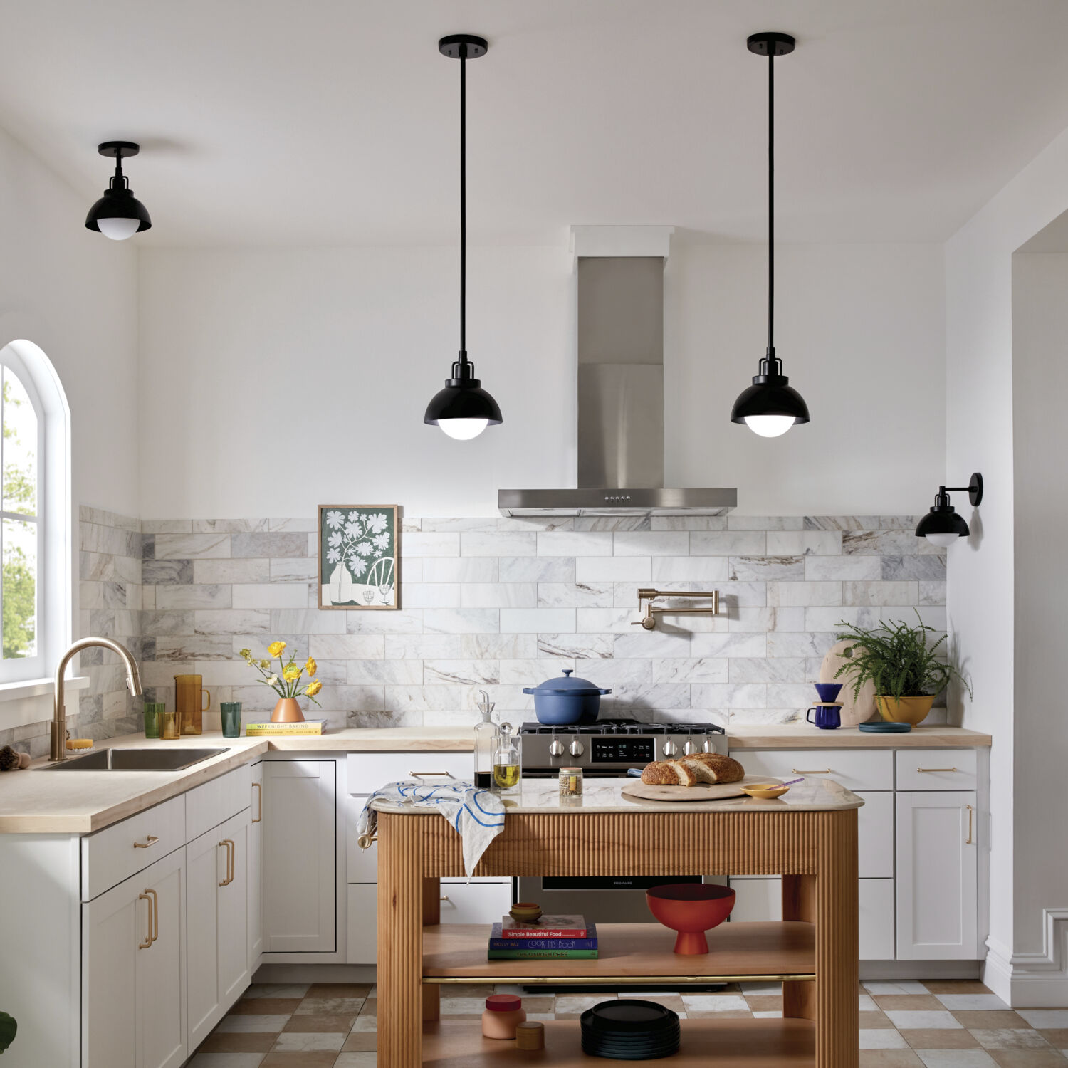 Niva LED 8 inch Black Semi Flush Mount Ceiling Light