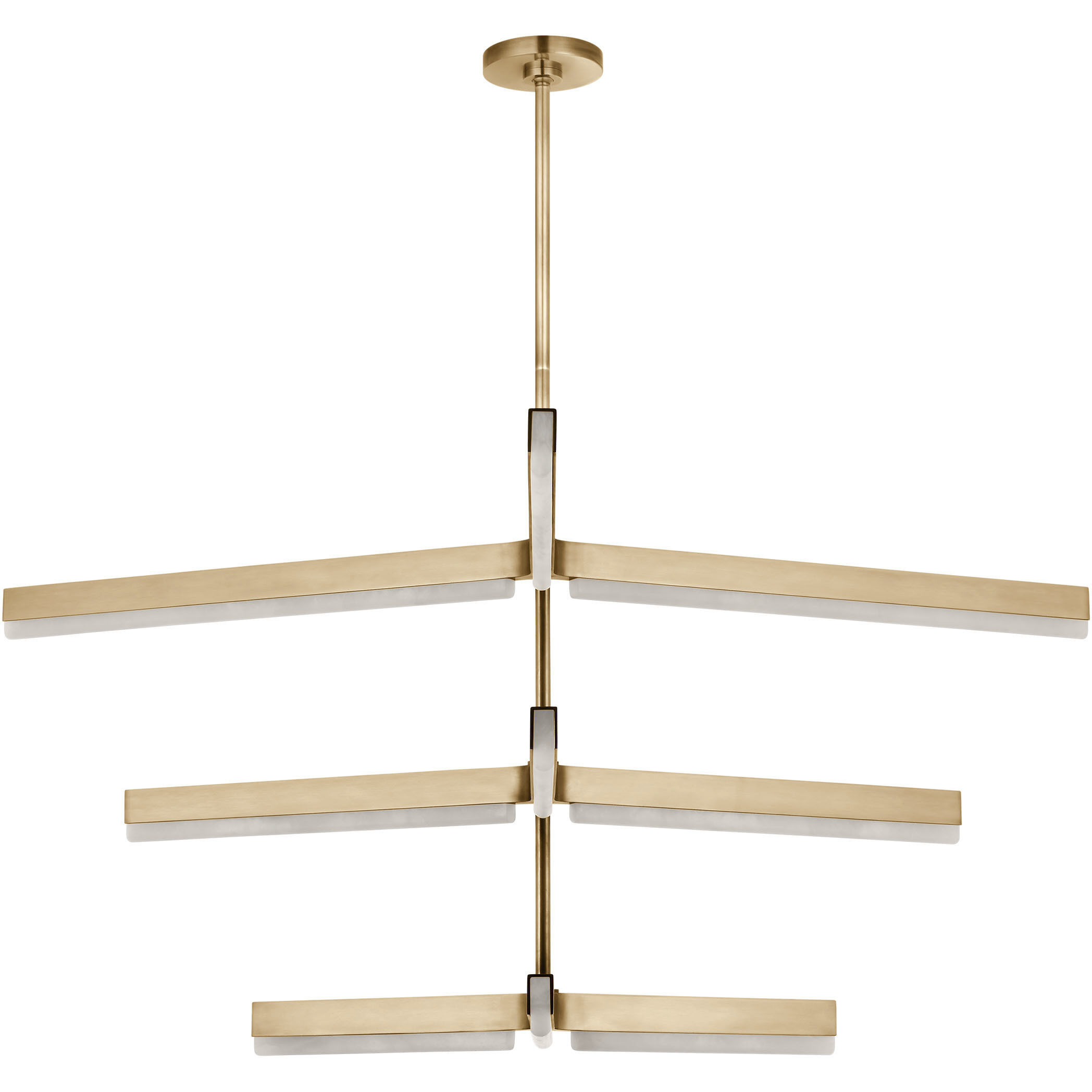 Kelly by Kelly Wearstler Linea LED 56 inch Hand Rubbed Antique Brass Three Tier Chandelier Ceiling Light