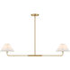 Stella 2 Light 44 inch Natural Brass Linear Chandelier Ceiling Light
