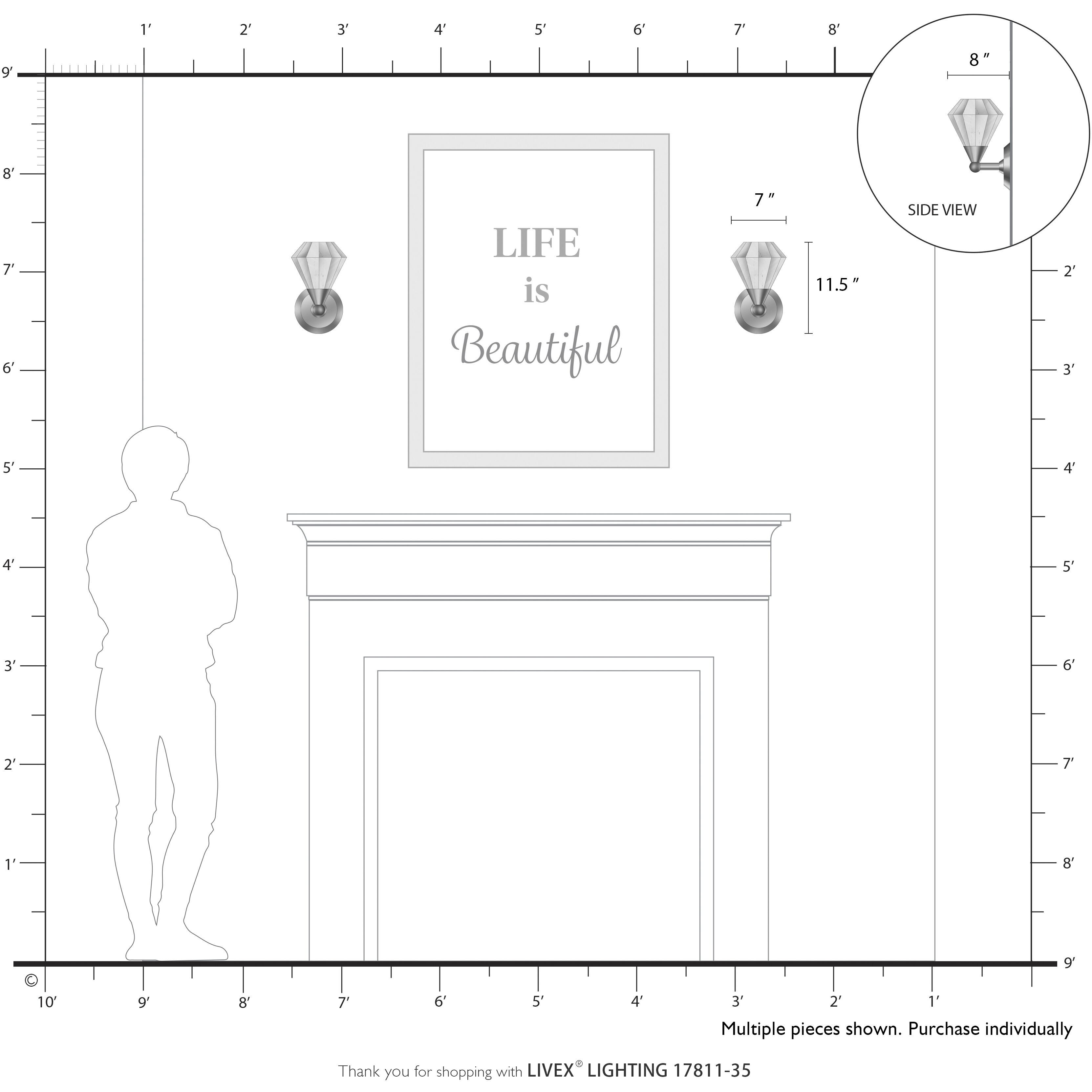 Brussels 1 Light 7 inch Polished Nickel Crystal Single Sconce Wall Light