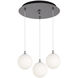 Bolla Multi Pendant Ceiling Light in Chrome, Opal Glass