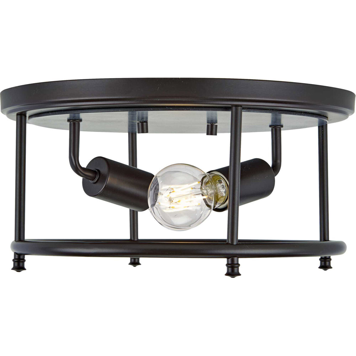 Durrell 2 Light 13 inch Matte Black Flush Mount Ceiling Light