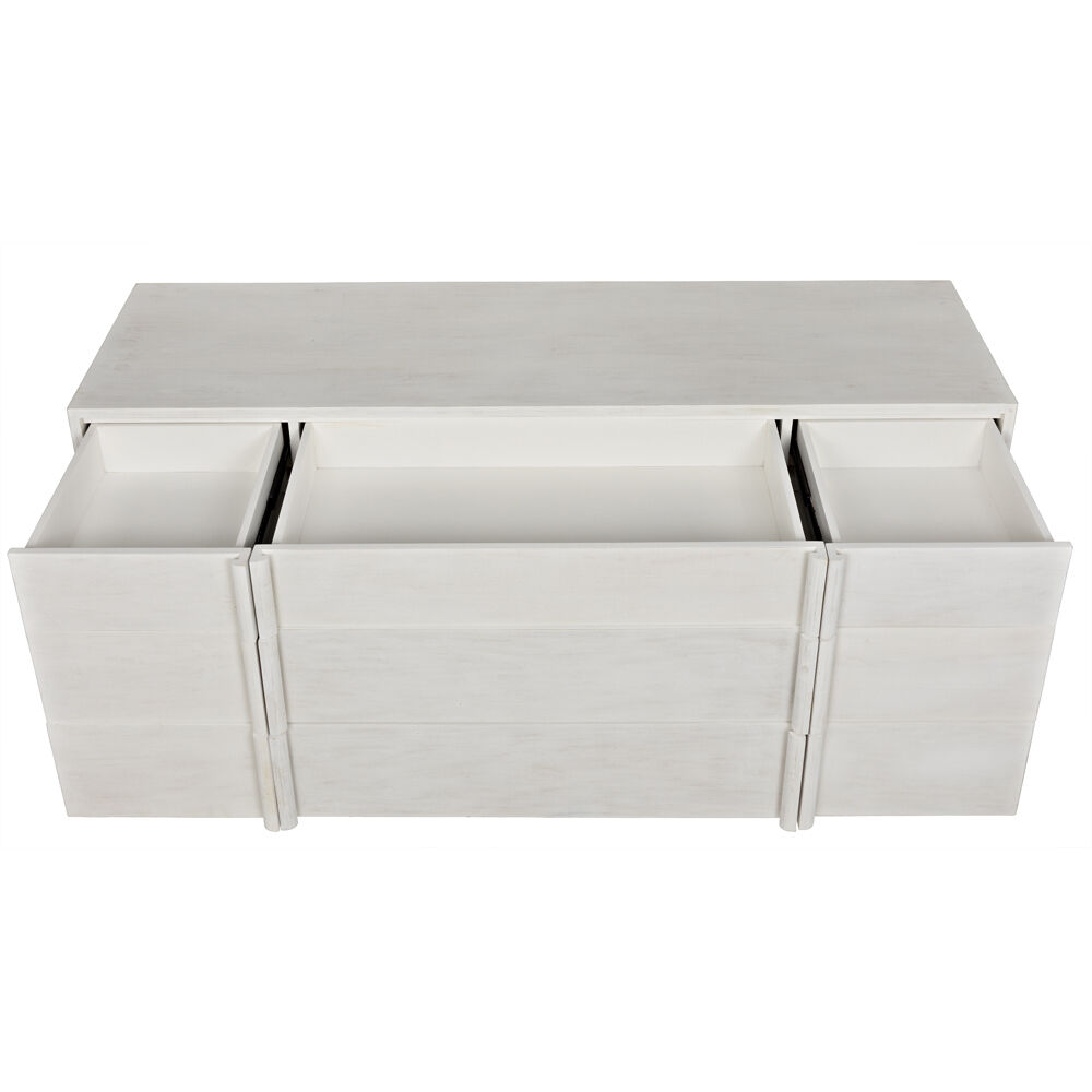 Morten White Wash Dresser, 9 Drawer