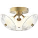 Alora Mood Hera LED 12.5 inch Brushed Gold/Clear Ribbed Glass Flush Mount Ceiling Light