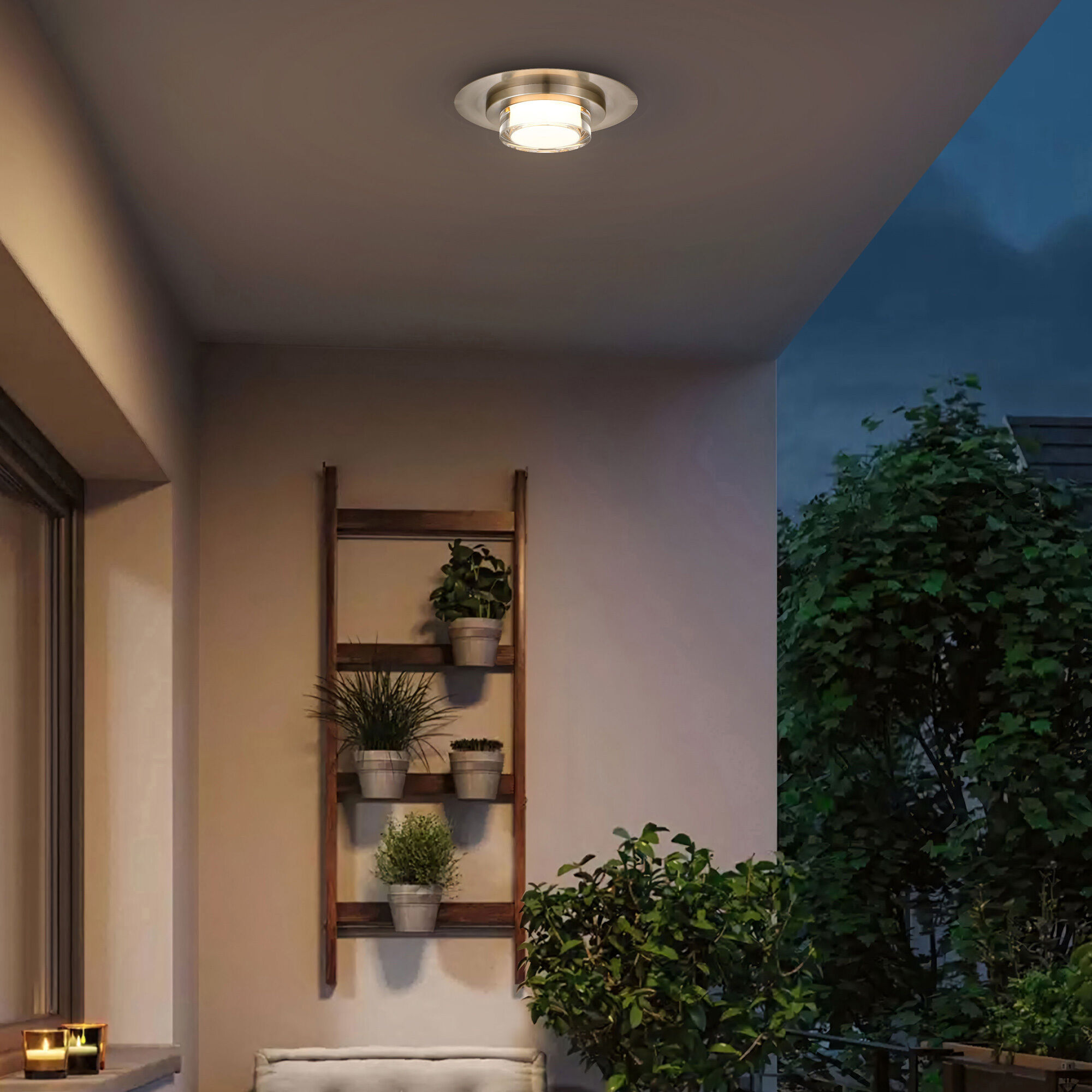 Plate LED 12 inch Brushed Stainless Steel Outdoor Flush Mount