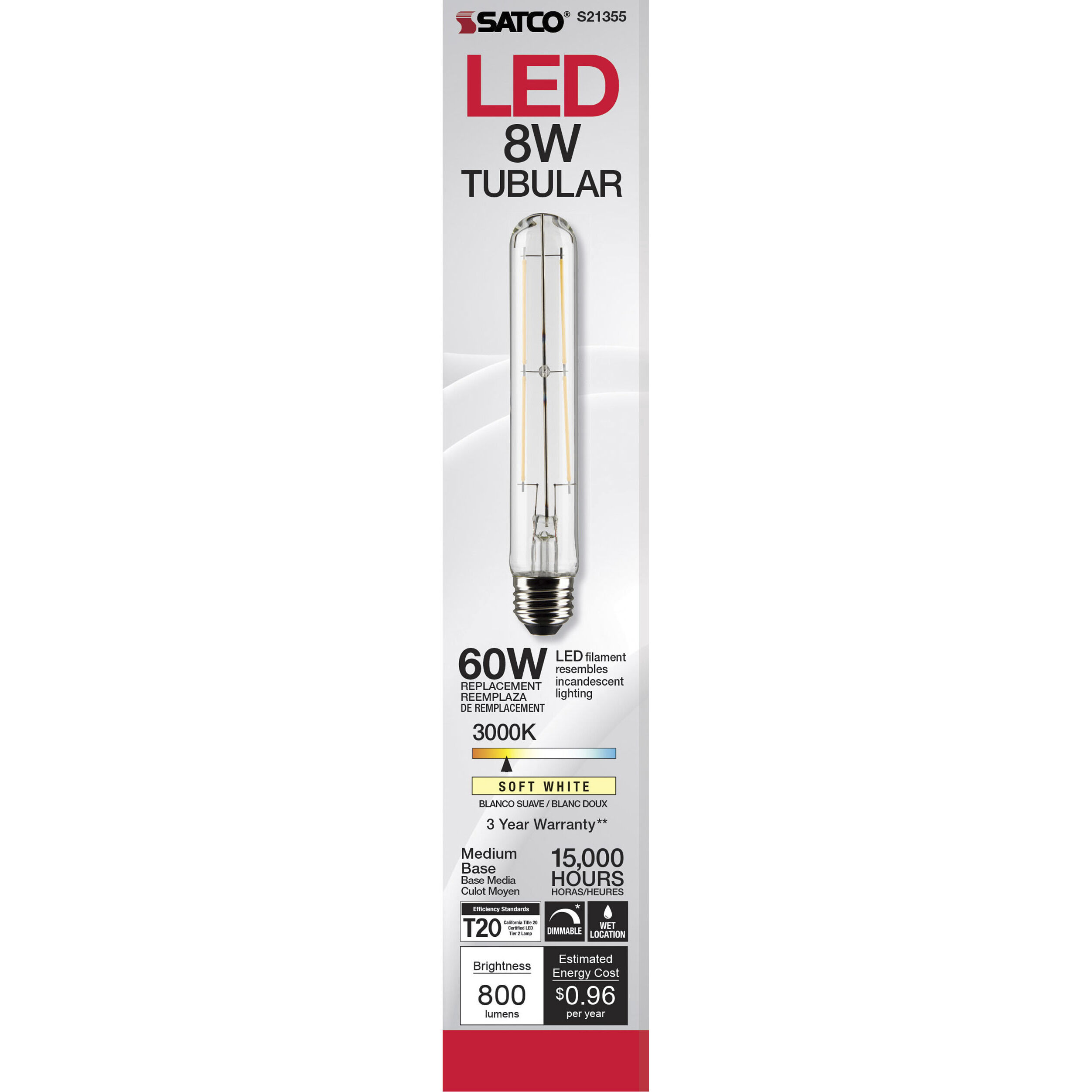 Lumos LED Medium Medium 8.00 watt 3000K LED Filament
