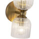 Alora Mood Nelly 2 Light 4 inch Brushed Gold Wall/Vanity Light Wall Light in Clear Ribbed Glass Shade