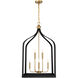 Sheffield 8 Light 23.5 inch Black with Warm Brass Accents Pendant Ceiling Light